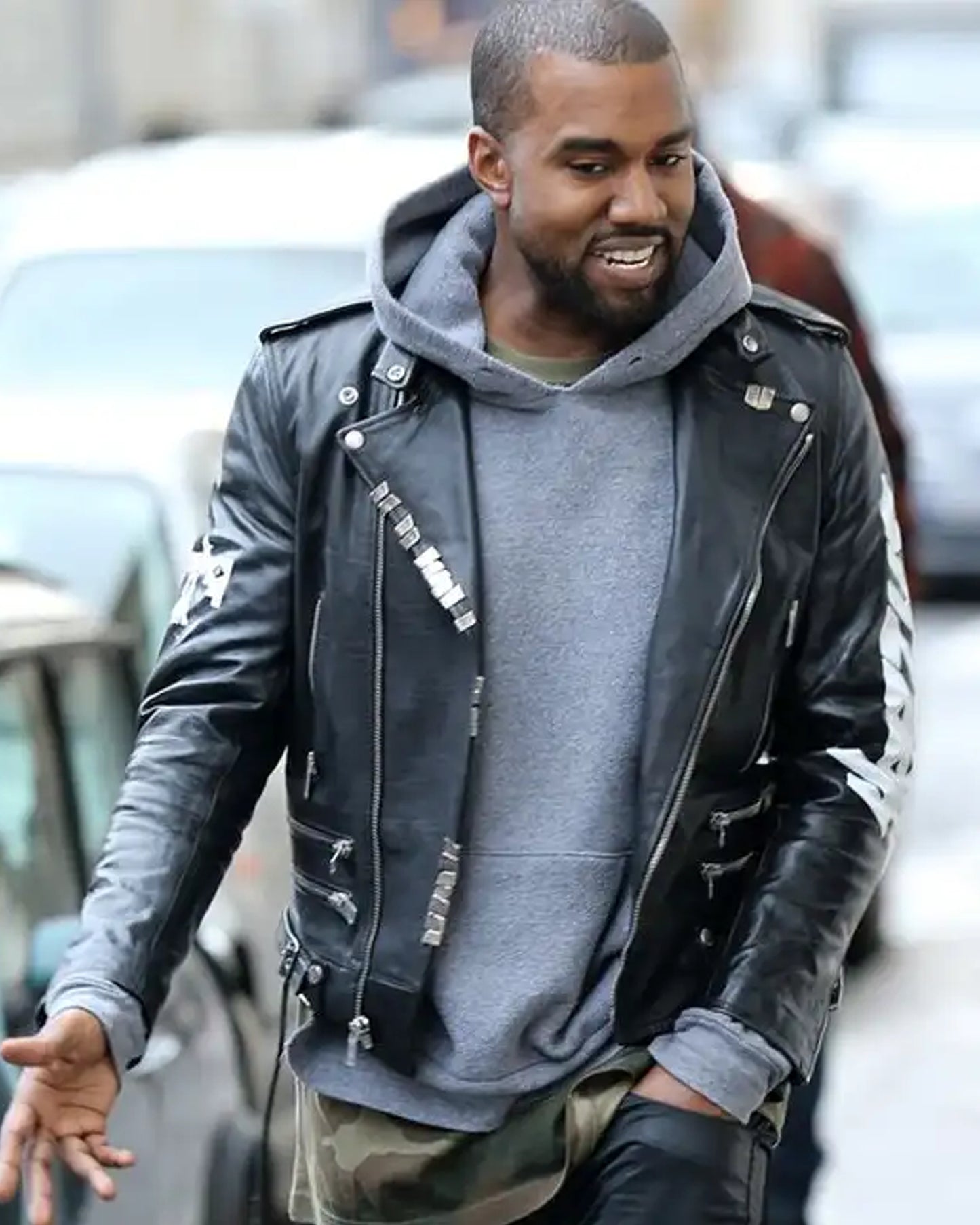 Kanye West Vintage Biker Black Leather Jacket