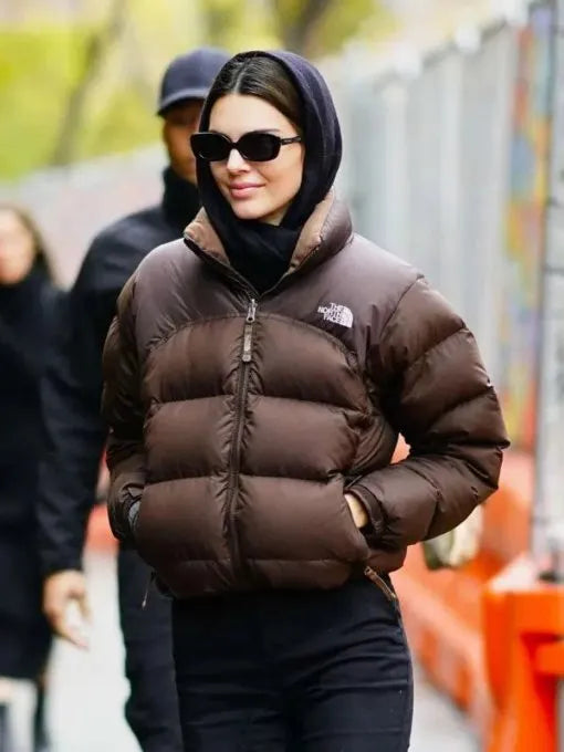Kendall Jenner Brown North Face Puffer Jacket