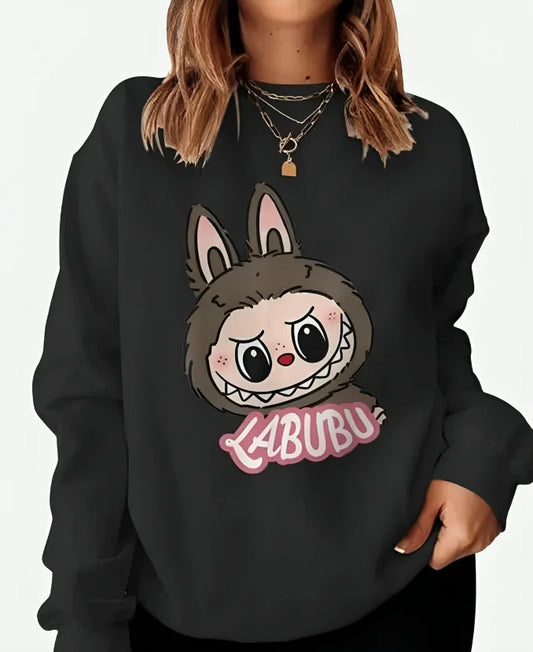 Labubu Doll The Monster Black Sweatshirt
