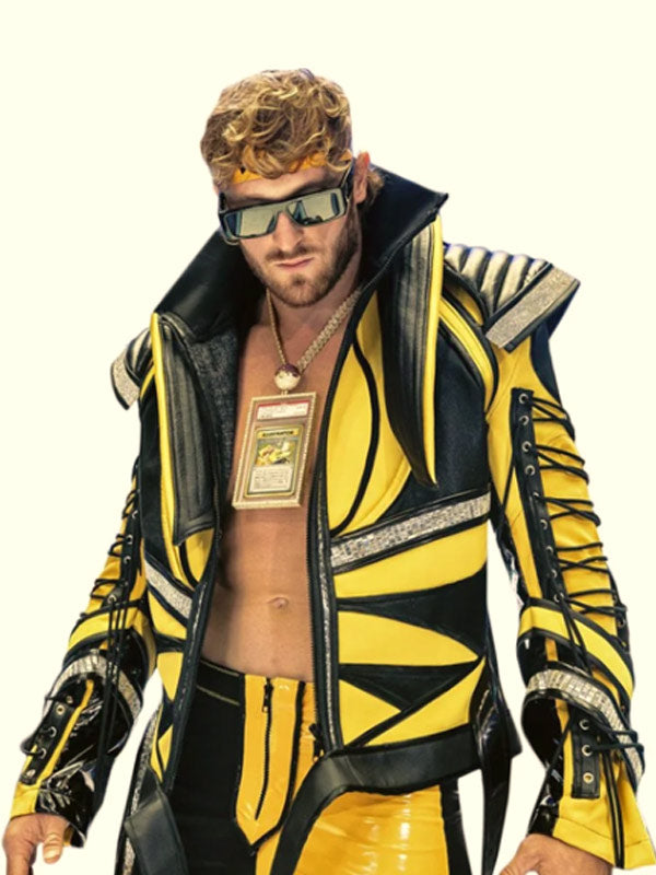 Logan Paul WrestleMania 38 Black and Yellow Leather Jacket