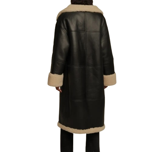 Shearling Coat Style Leather Duster For Women