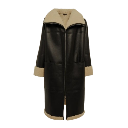 Shearling Coat Style Leather Duster For Women