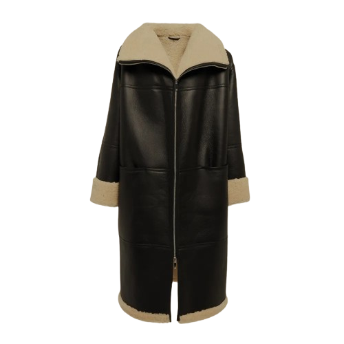 Shearling Coat Style Leather Duster For Women