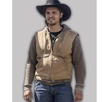 Luke-Grimes-Yellowstone-TV-Series-Brown-Cotton-Kayce-Dutton-Vest