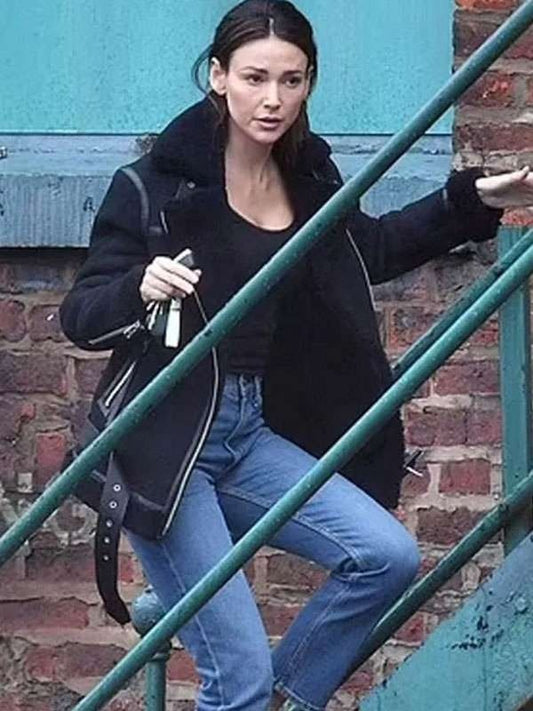 Maya Stern Fool Me Once S01 Shearling Leather Jacket For Sale