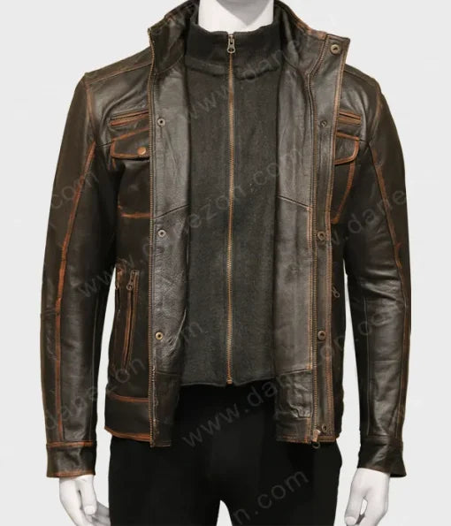 Men's Distressed Brown Leather Jacket