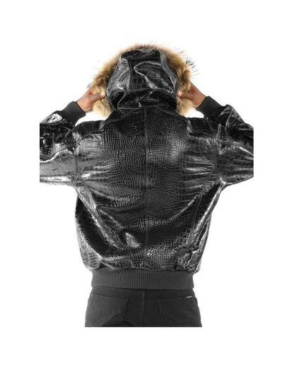 Halloween Jacket - Pelle Nile Fur Black Leather Jacket