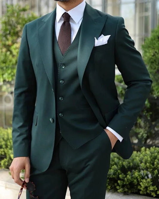 Men Tuxedo Dark Green Two Piece Suit