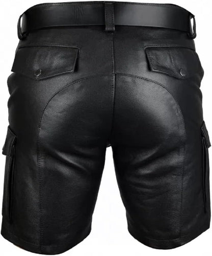 Men_Punk_Style_Leather_Shorts_For_Sale