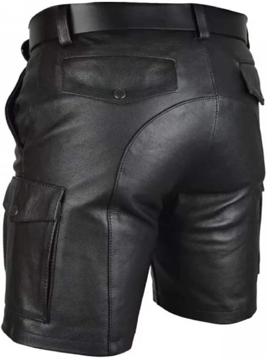 Men_Punk_Style_Leather_Shorts_Sale