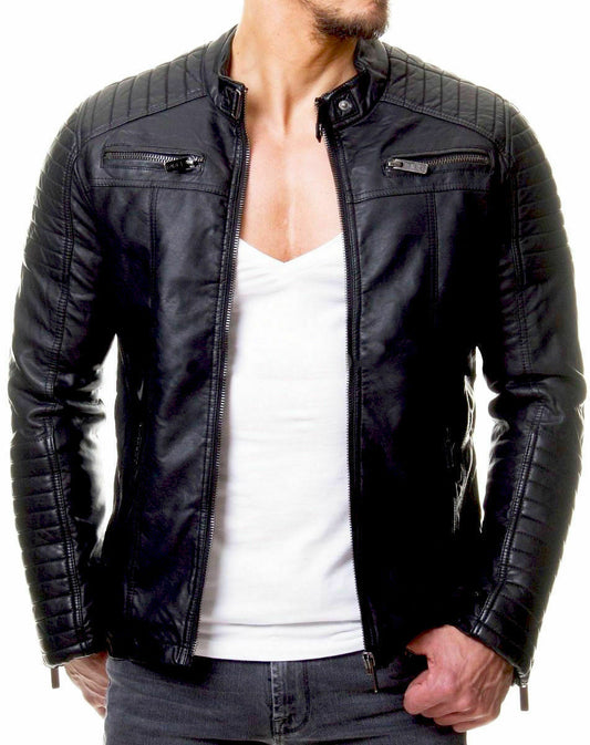 Men Sheep Hide Motorcycle Leather Jacket