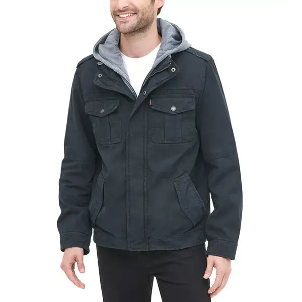 Men’s-Sherpa-Lined-Two-Pocket-Hooded-Trucker-Jacket-Navy