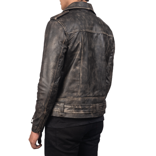Vintage Distressed Brown Sheephide Leather Jacket, Back