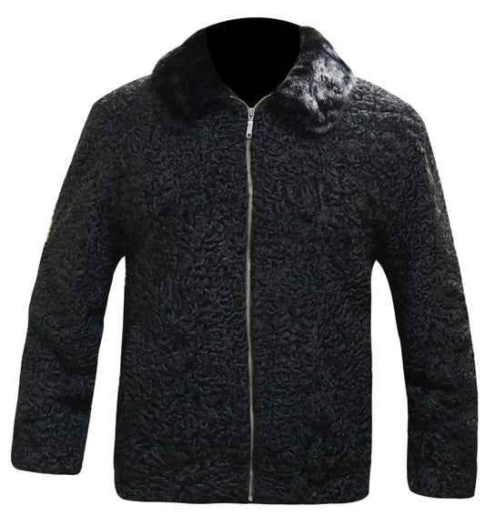 Men’s Black Persian Karakul Lamb Soft Fur Jacket