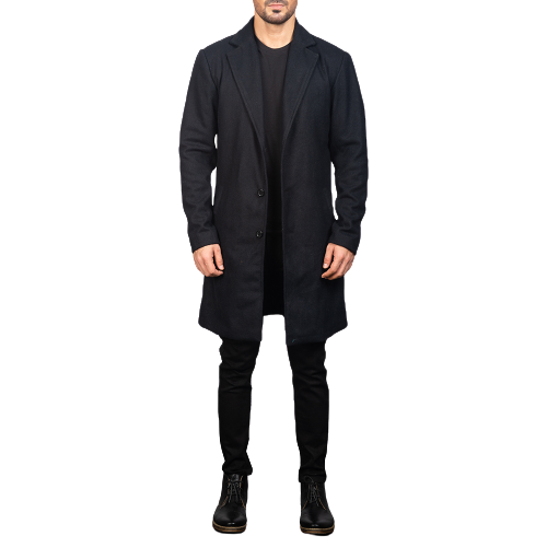 Petrillo Wool Singled Breasted Coat, Black