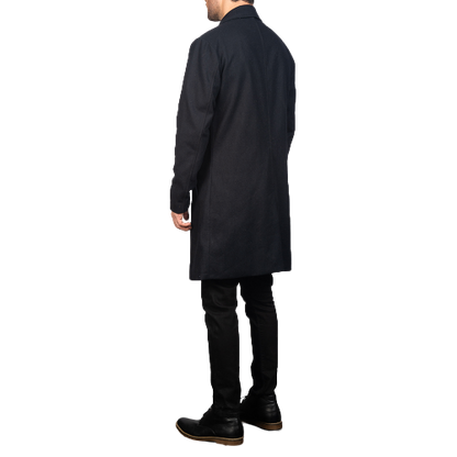 Petrillo Wool Singled Breasted Coat, Black