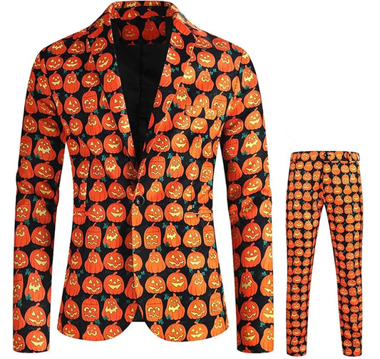Men's Halloween Pumpkin Regular Fit Suit