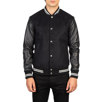 College Varsity Jacket Men, Black