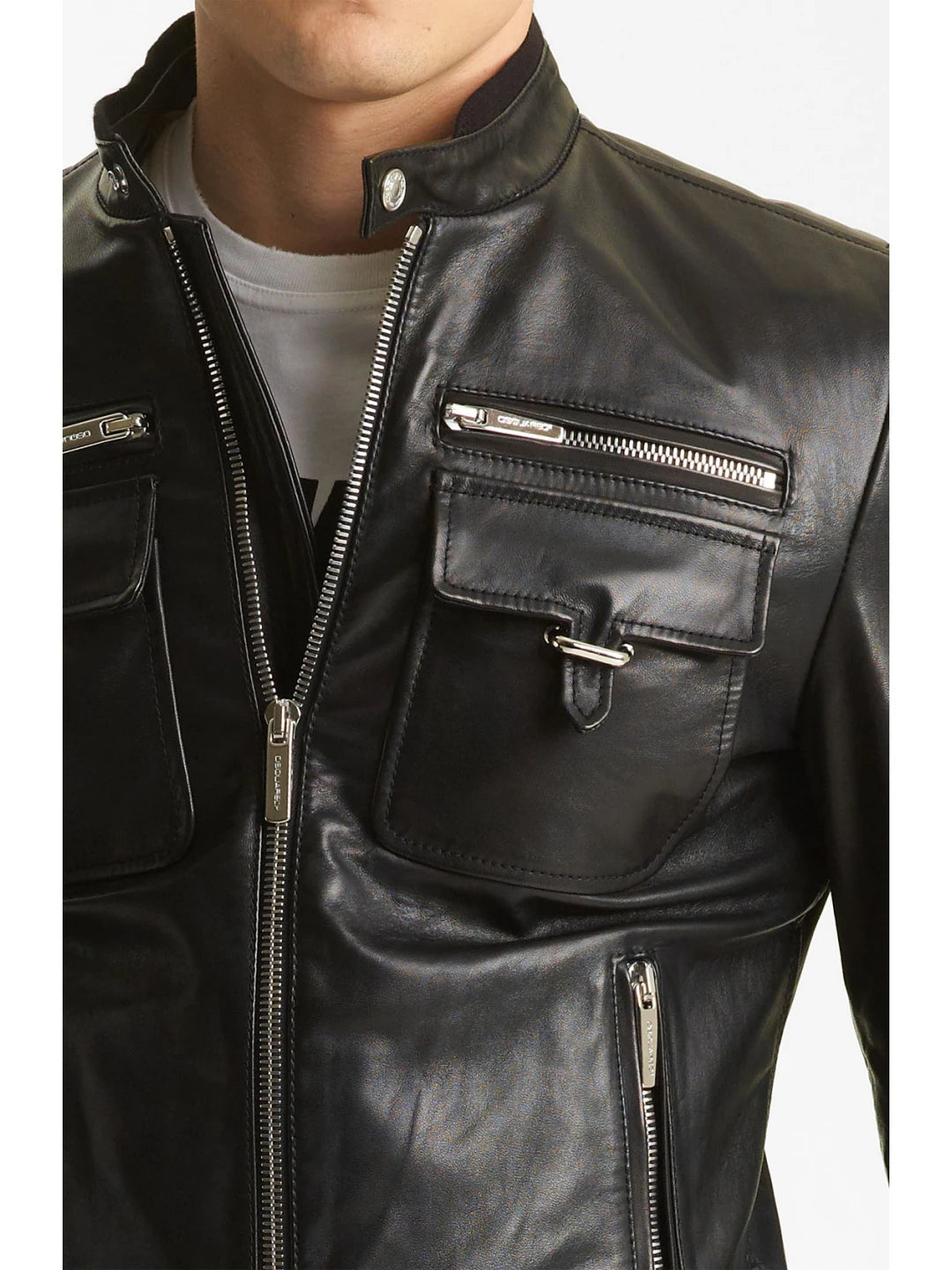 Mens-Slim-Fit-Leather-Motorcycle-Jacket-Front