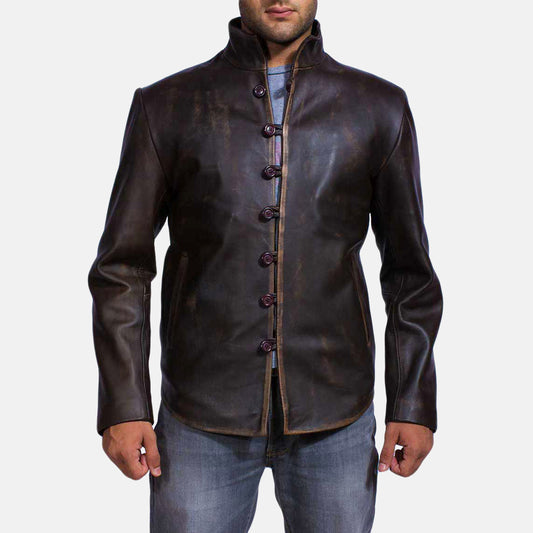 Mens Drakeshire Brown Leather Jacket