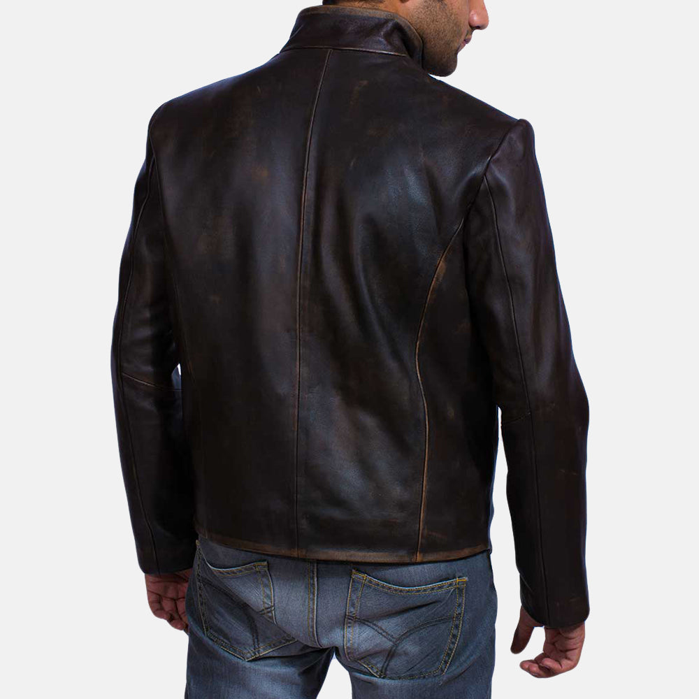 Mens Drakeshire Brown Leather Jacket, Back