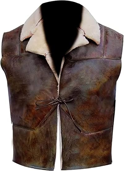 Vintage Biker Leather Vest Men Brown