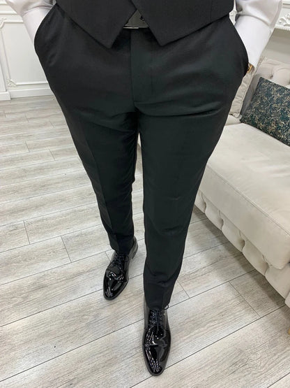 Mens 2 Piece Slim Fit Black Wedding Suit
