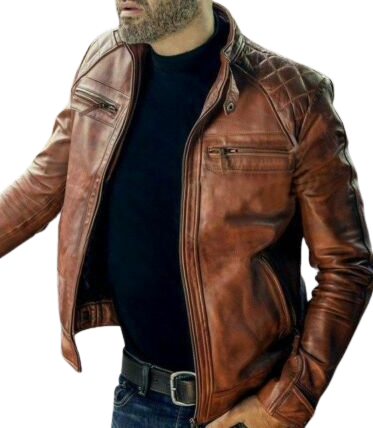 Mens Brown Designer Biker Leather Jacket Buy