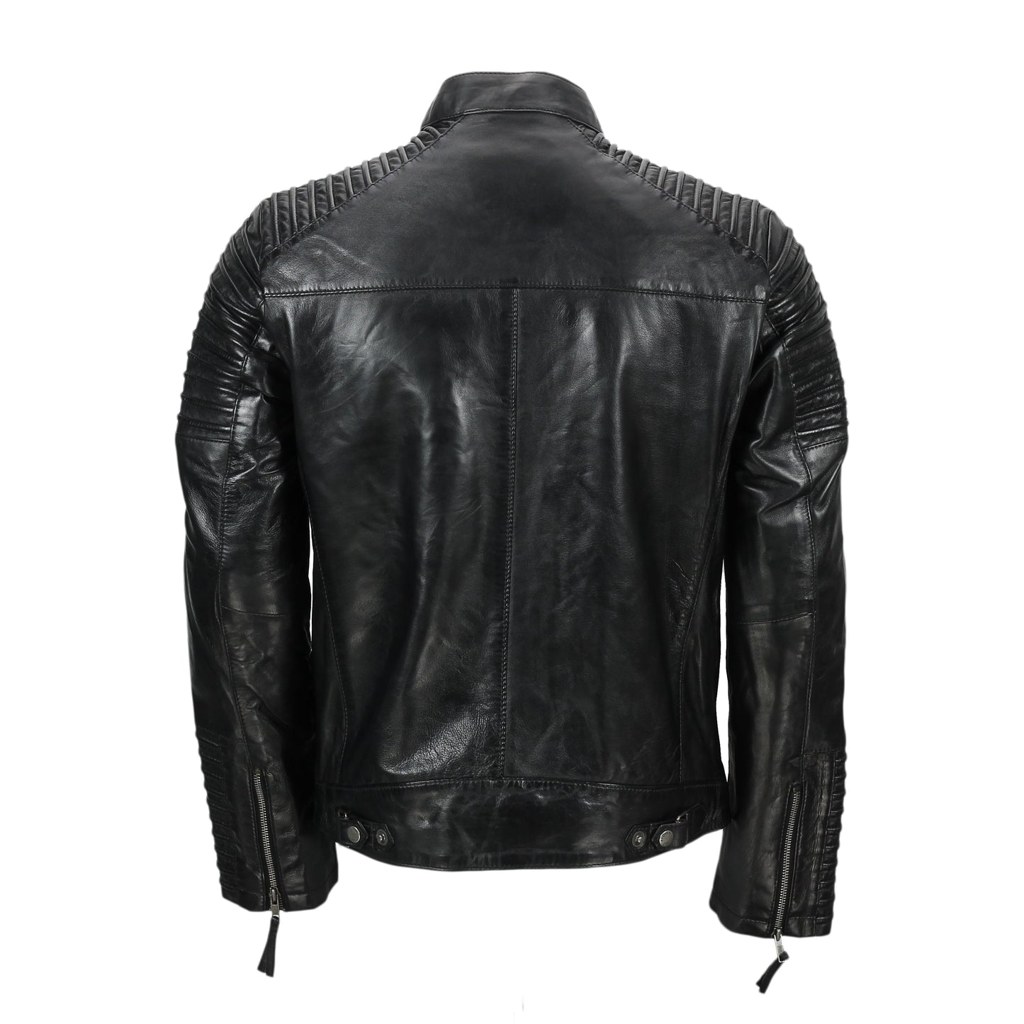 Mens Fraser Black Biker Leather Jacket Buy