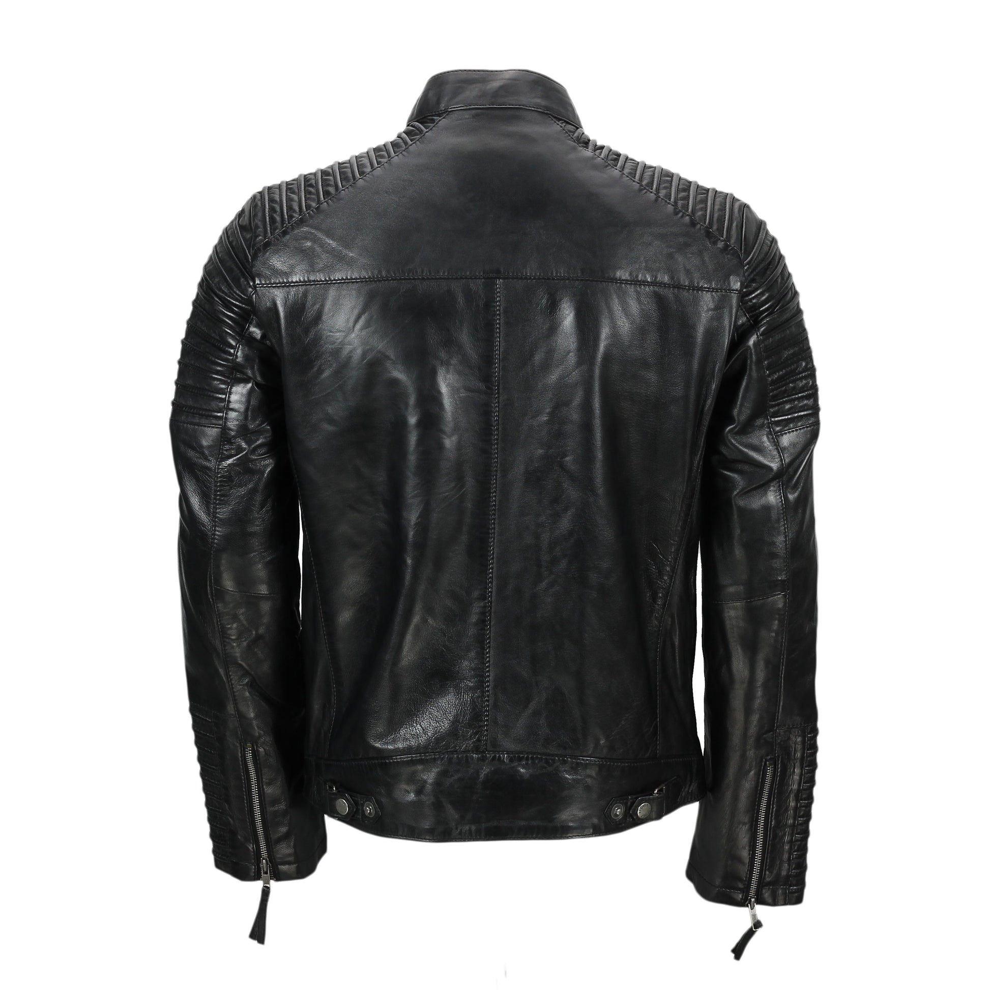 Mens Fraser Black Biker Leather Jacket Buy