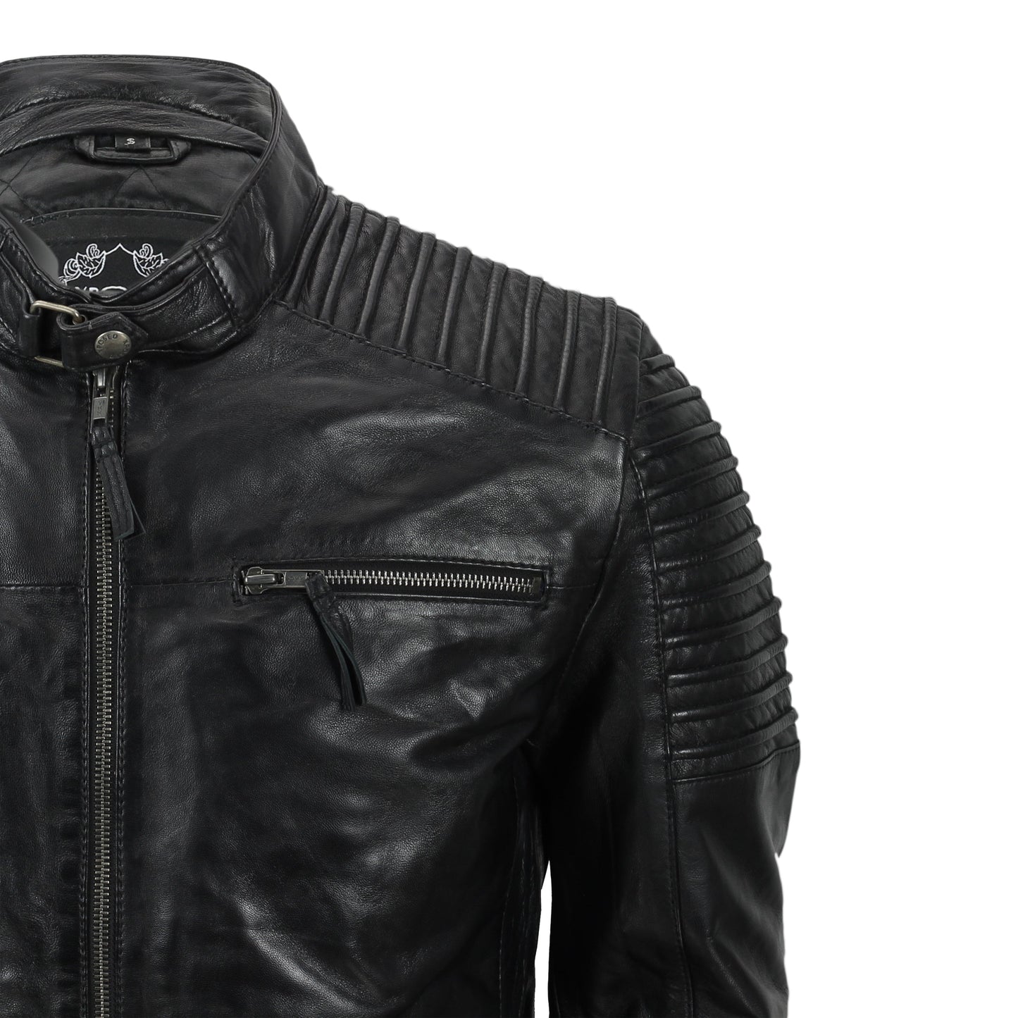 Mens Fraser Black Biker Leather Jacket Sale
