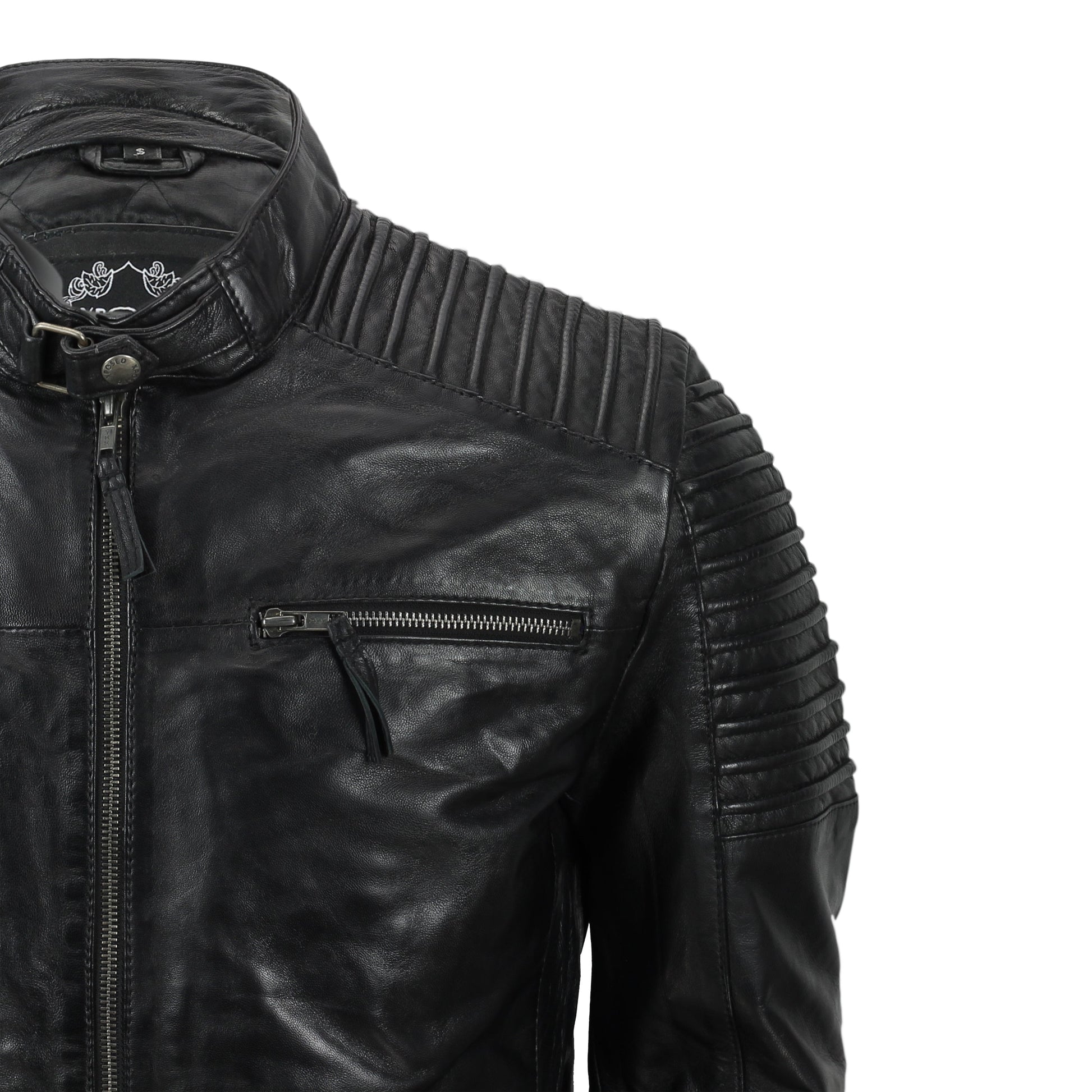 Mens Fraser Black Biker Leather Jacket Sale