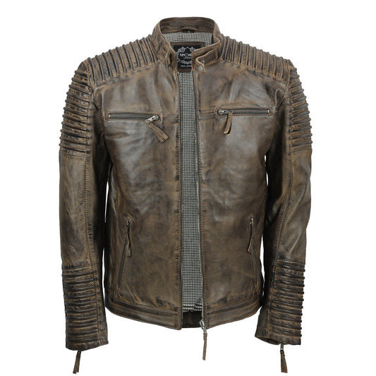 Mens Fraser Racer Biker Leather Jacket