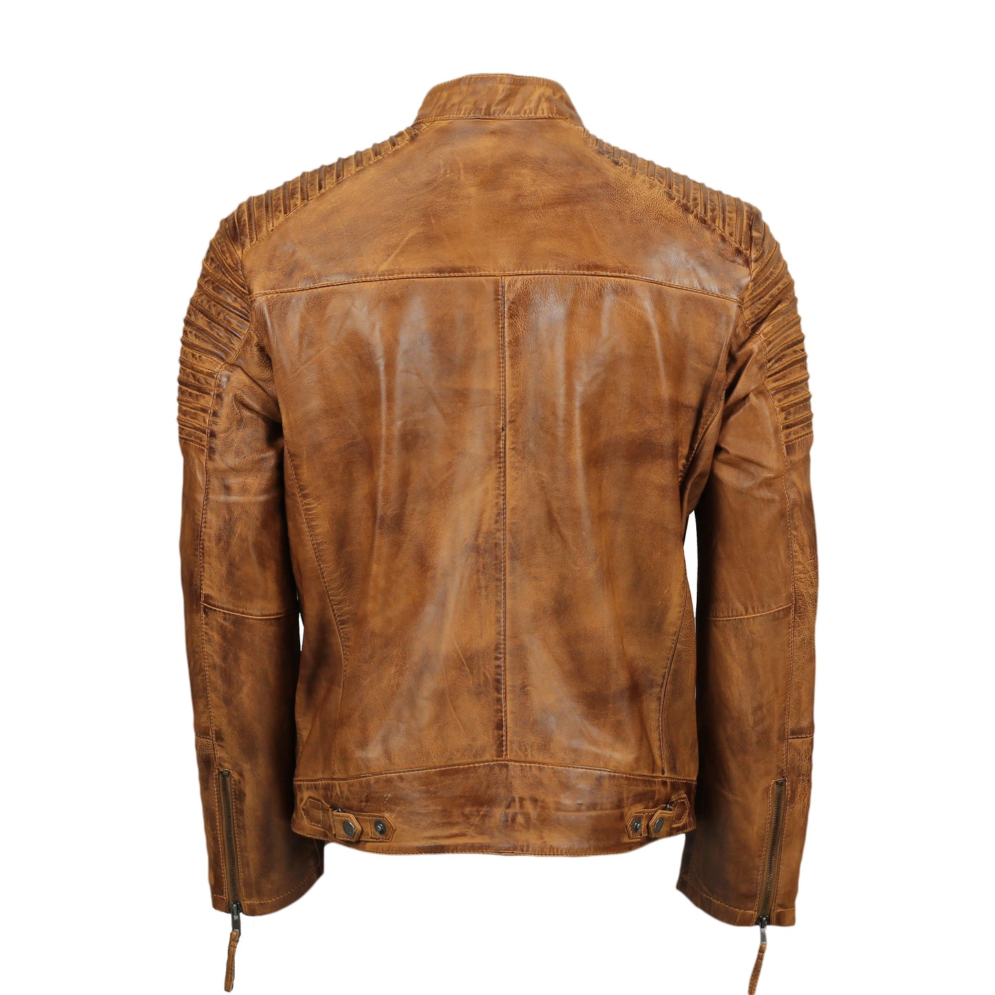 Mens Fraser Racer Biker Leather Jacket Brown