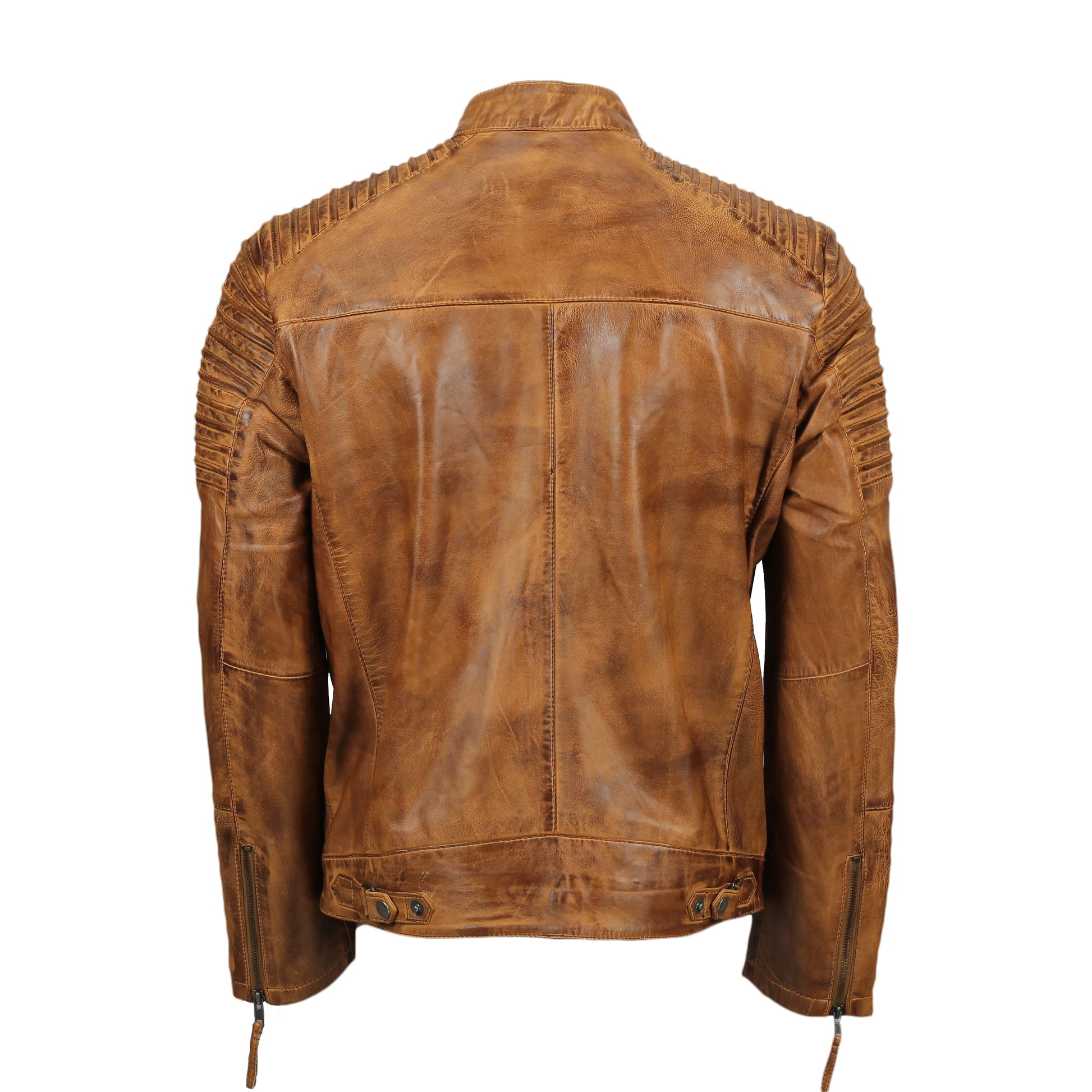Mens Fraser Racer Biker Leather Jacket Brown
