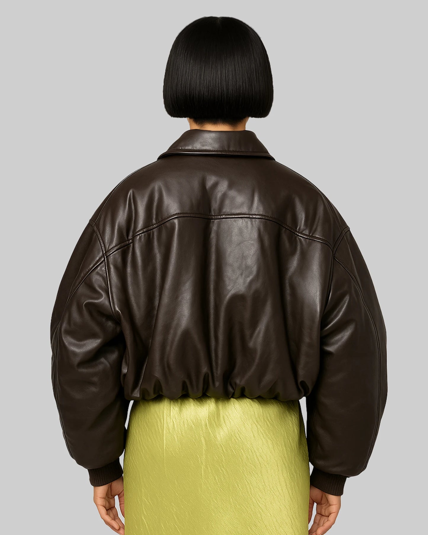 Molly-Mae-Hague-Brown-Leather-Bomber-Jacket-For-Women