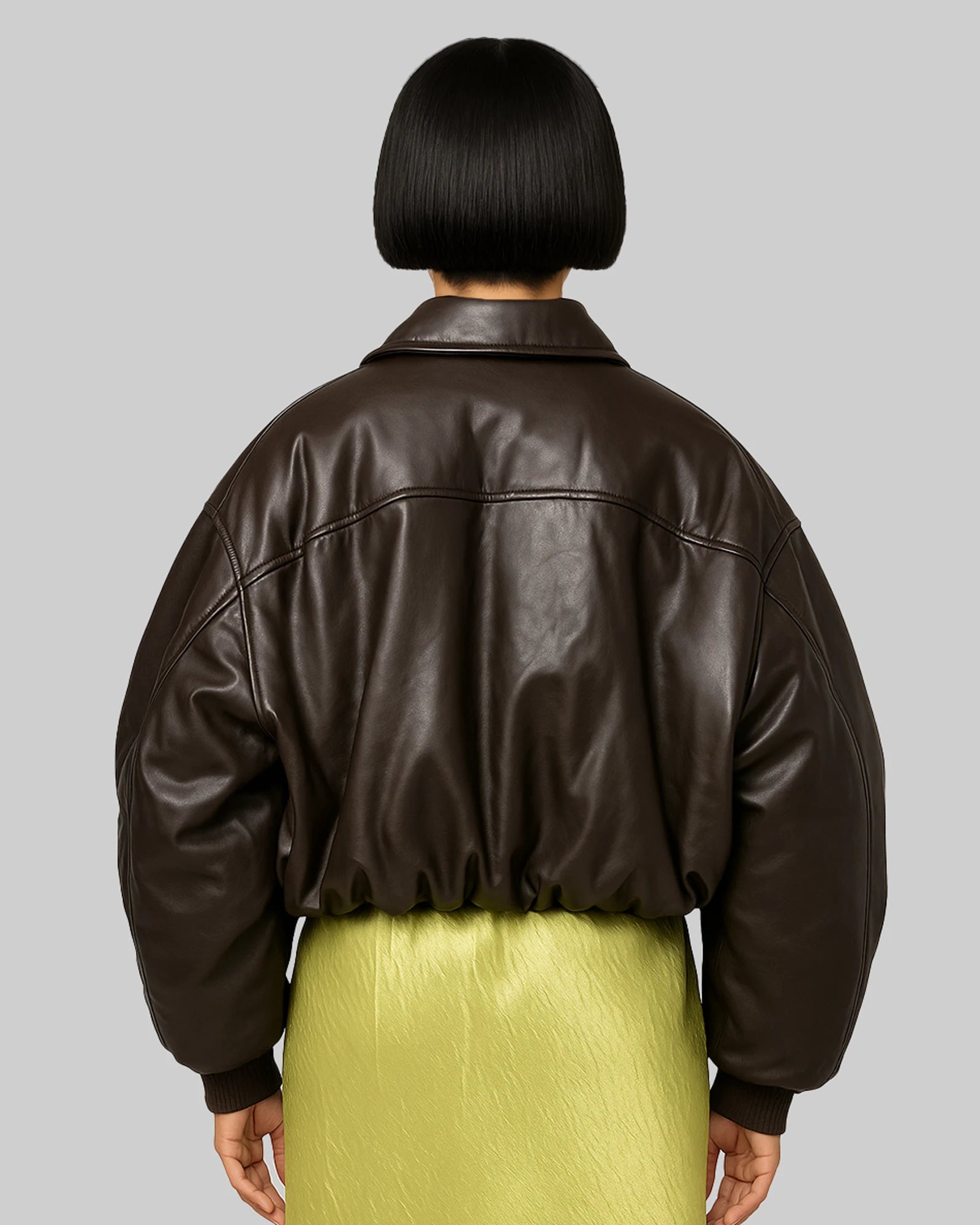 Molly-Mae-Hague-Brown-Leather-Bomber-Jacket-For-Women
