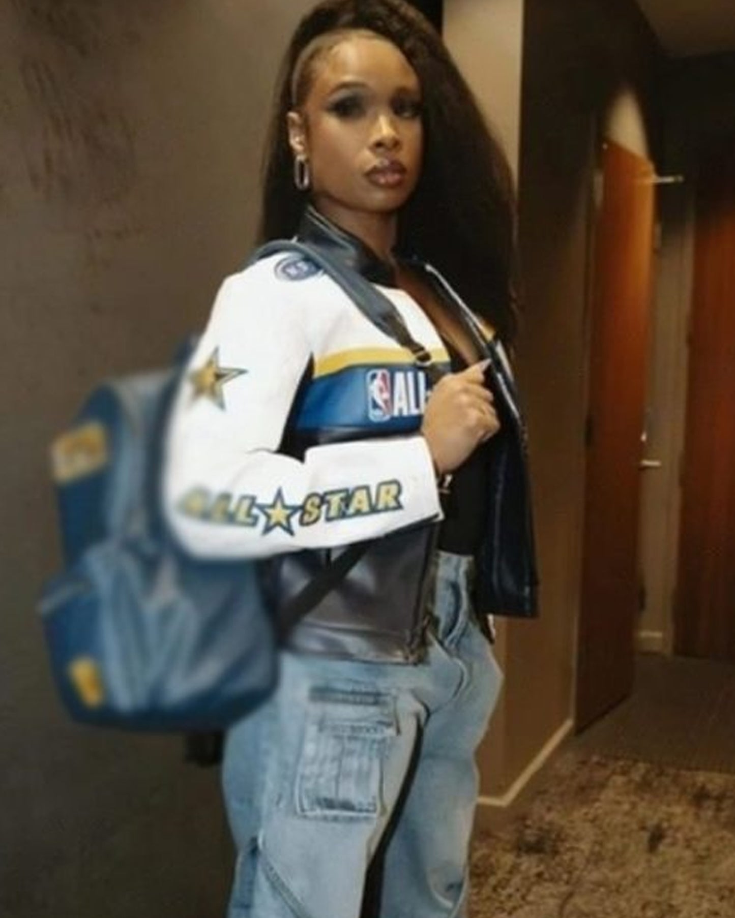NBA All Star Game Jennifer Hudson Leather Jacket 
