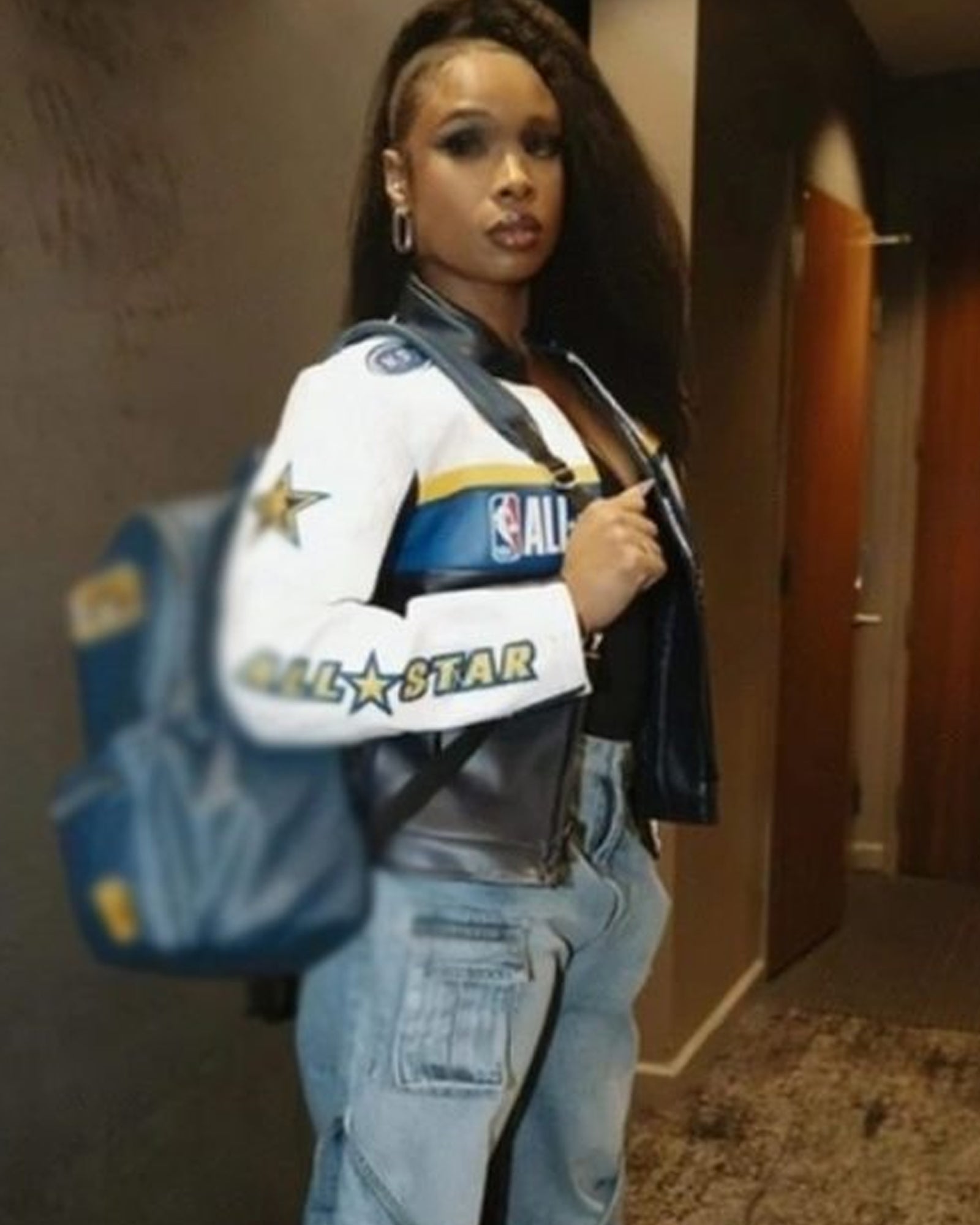 NBA All Star Game Jennifer Hudson Leather Jacket 