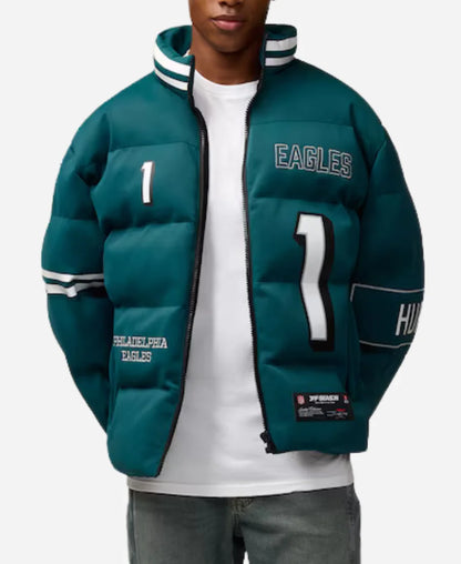 Jalen Hurts Philadelphia Eagles Green Puffer Jacket