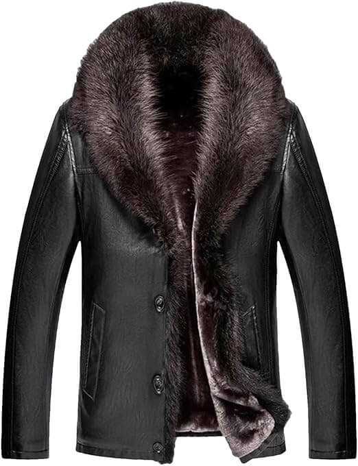 Natural Raccoon Black Genuine Shearling Jacket 