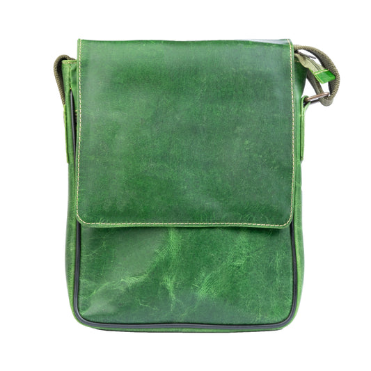 Vintage Leather Crossbody Bag, Green