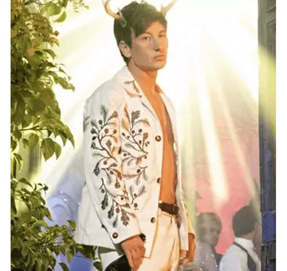Saltburn 2023 Barry Keoghan Green Leaf Embroidered Jacket