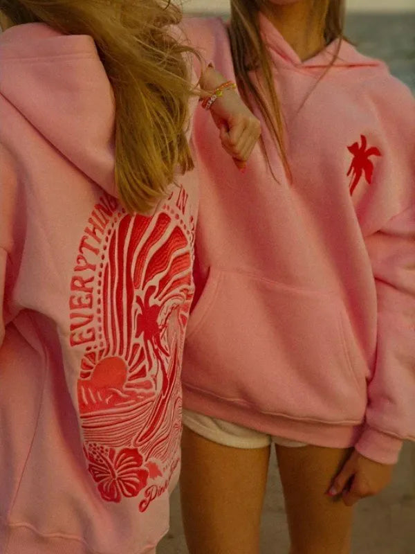 Pink Palm Puff Hoodie Best For Halloween 