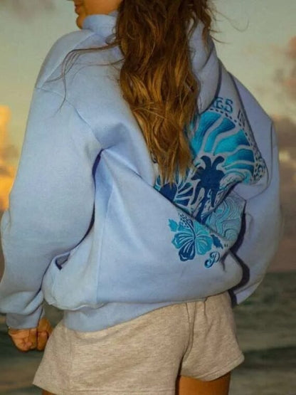 Pink Palm Puff Hoodie Best For Beach Day