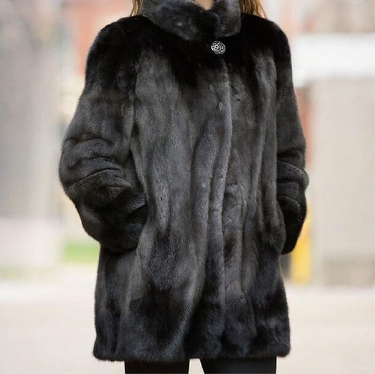 Olivia Textured Mink Stroller Coat in Shearling