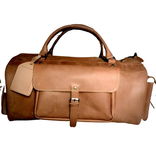 Vintage Leather Gym Bag Men, Brown