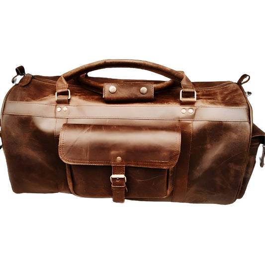 Vintage Leather Weekender with Shoe Pocket