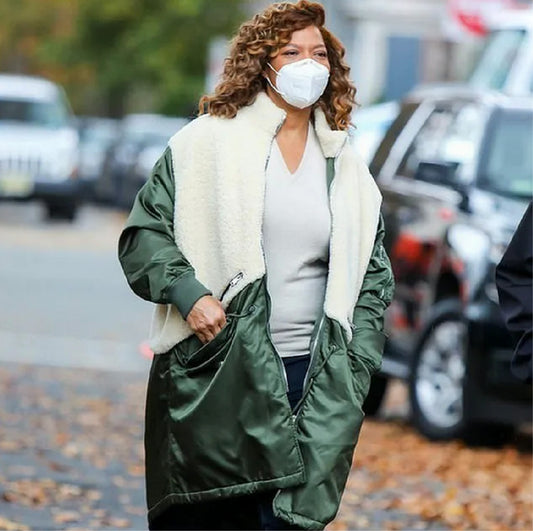 The Equalizer Queen Latifah Green & White Coat