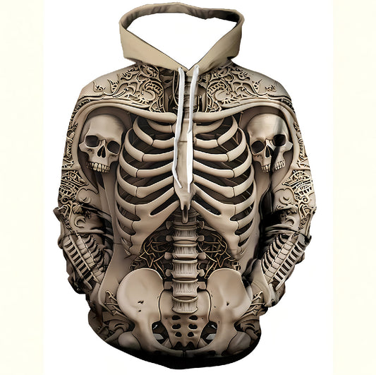 Men's Vintage Sweatshirt 3D Skull Printed Hoodie